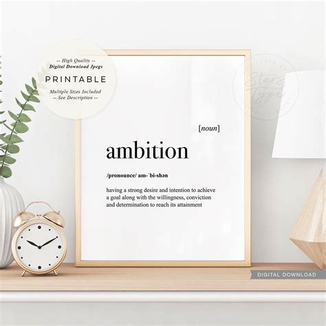 Ambition Definition Office Wall Art Home Office Etsy Artofit