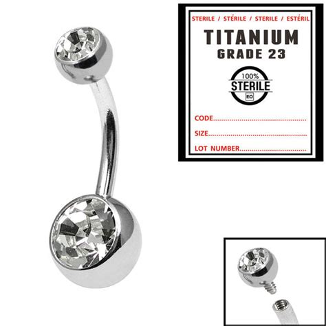 Sterile Titanium Internal Thread Double Jewelled Belly Bar