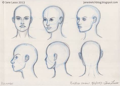 Dibujo De Diferentes Ngulos De La Cabeza Head Poses Study Drawing