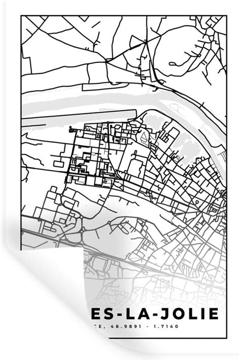 Muurstickers Sticker Folie Frankrijk Plattegrond Stadskaart