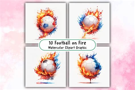 Football on Fire Watercolor Clipart Graphic by Design Point · Creative ...