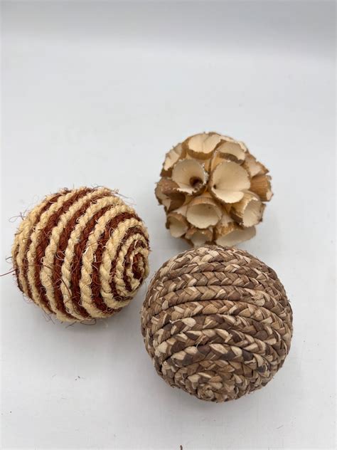 Decorative Balls Bowl Filler Set Of 3 Ropetwine Orbs Etsy