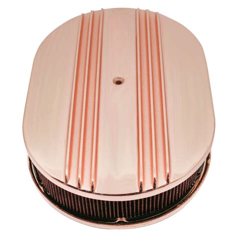 Oval Air Cleaner Set Copper Finish Aluminum Partial Finned For 5 1 8