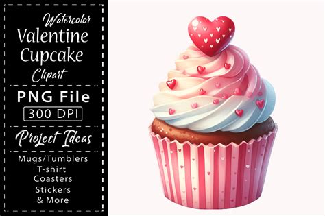 Watercolor Valentine Cupcake Clipart Graphic By Libbywishes Creative