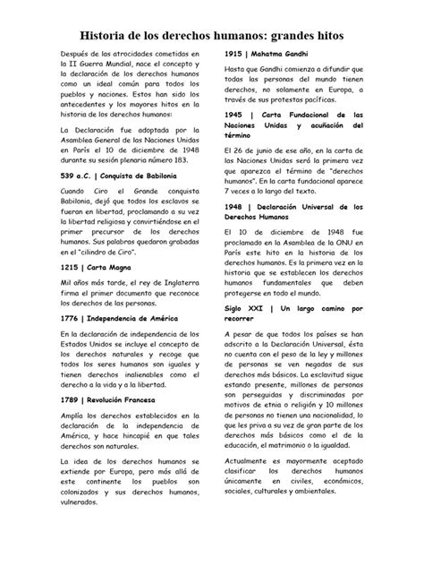 Historia De Los Derechos Humanos Pdf Derechos Igualdad Social