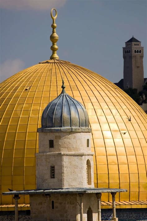 Gold Kuppel Der Moschee Von Omar Auf Dem Tempelberg Berg In Jerusalem