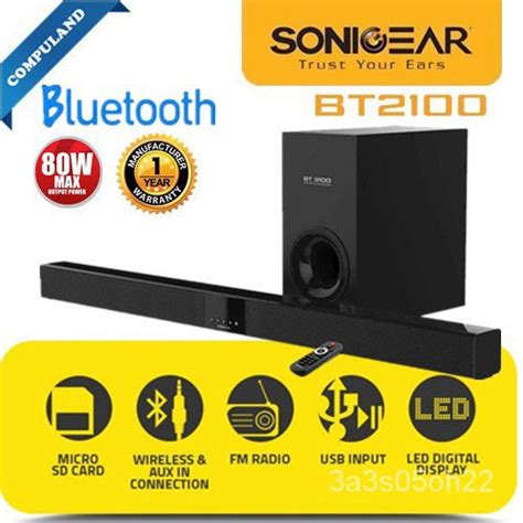 Sonic Gear Bt Bluetooth Sound Bar With Subwoofer Udtz Shopee Malaysia