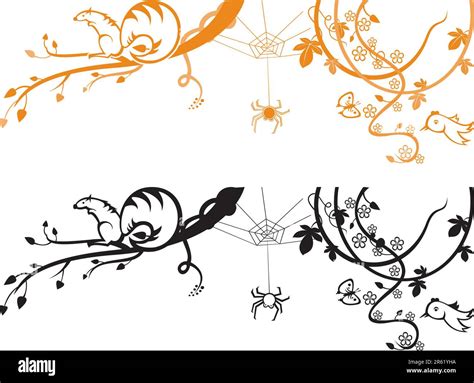 An Illustrated Background With An Abstract Floral Design Of A Spider