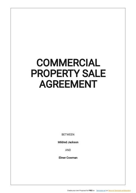 Commercial Property Sale Agreement Template - Google Docs, Word, Apple ...