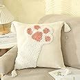 Amazon La Sheer Cute Tufted Throw Pillow Case Soft Woven Cat Paw