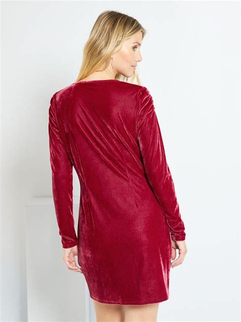 Vestido De Noite Em Veludo Vermelho Vinho Kiabi 22 00