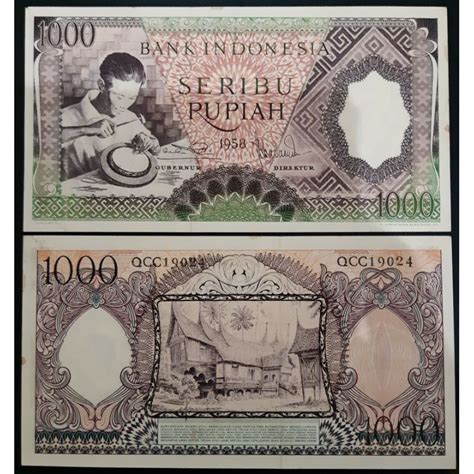 Jual Uang Kuno Rp 1000 Tahun 1958 Pekerja Violet AUNC Shopee Indonesia