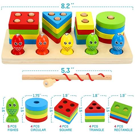 Wooden Shape Sorter Stacker Toddlers Puzzles Toy Montessori Color ...