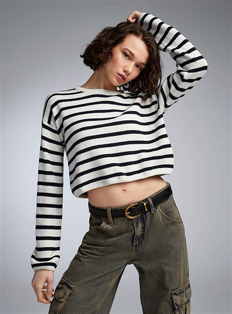 Striped Cropped Sweater Twik Stripes And Patterns Simons