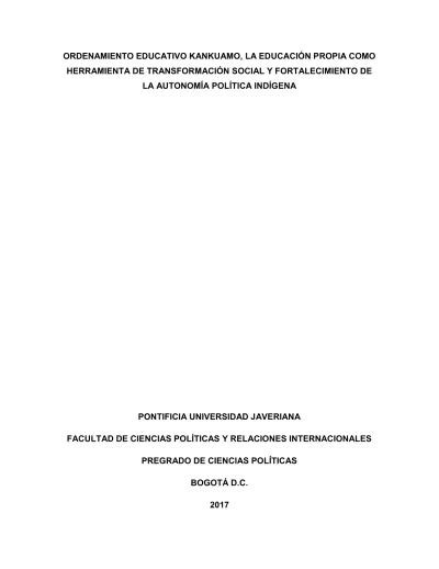 EL PROCESO DE FORTALECIMIENTO DE LA AUTONOMÍA POLÍTICA Y CULTURAL DEL