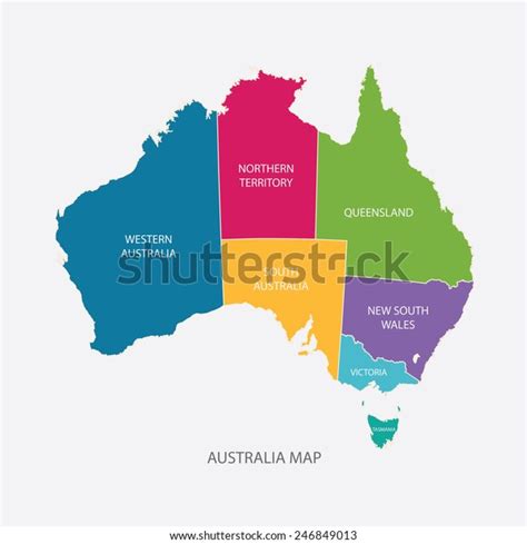 Australia Map Color Regions Flat Design Stock Vector Royalty Free 246849013 Shutterstock