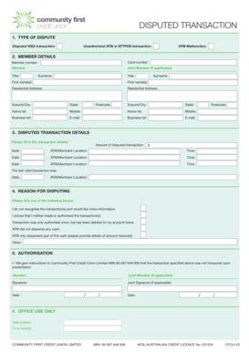 Fillable Online CFCU Disputed Transaction Form V3 Fax Email Print