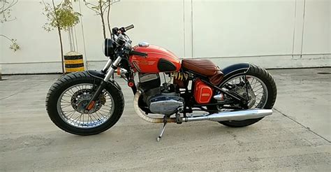 Classic Yezdi Motorcycle Modified Into A Bobber Motorcycle