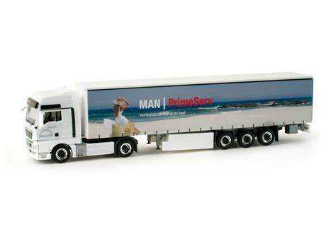 Herpa MAN TGX XXL Gardinenplanen Sattelzug PrimeServ 298407