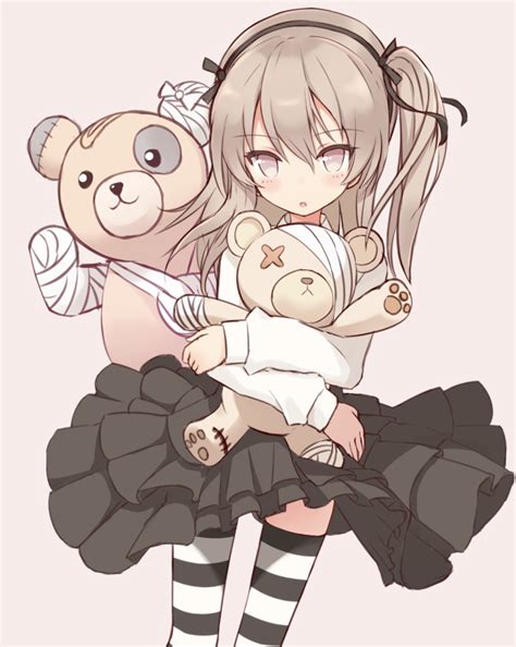 Anime Girl Hugging Teddy Bear