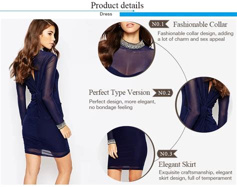 Hot Sale Fashion Design Long Sleeve Sex Party Prom Dress Korean Trendy