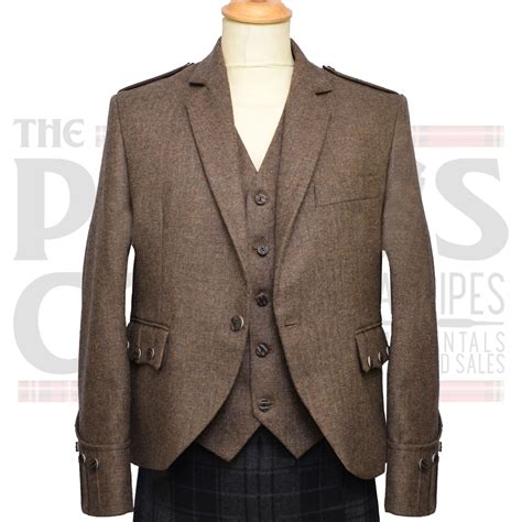 Weathered Brown Tweed Argyll Jacket And 5 Button Vest The Pipers Cove