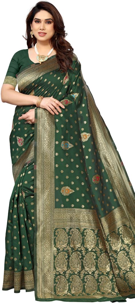 Festive Traditional Green Color Jacquard Fabric Saree 1946383