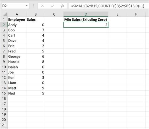 Excel How To Use MIN Function And Exclude Zero