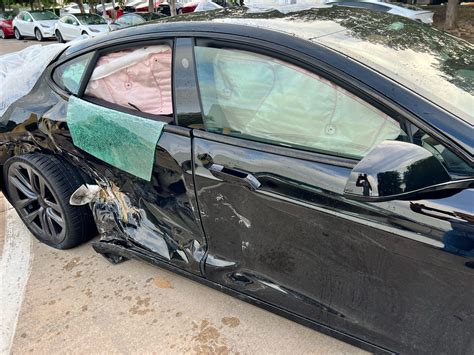 Tesla Model S Plaid Crash Service Center Plano Texas Employee Totaled