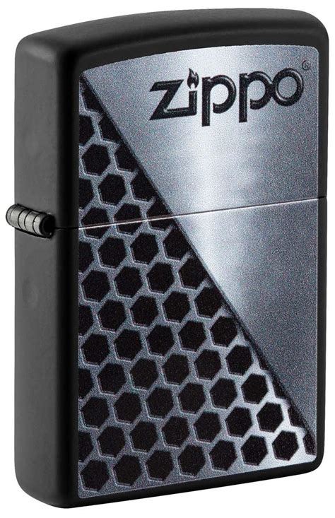 Zippo Lighter Hexagon Zippo Logo Black Matte 49969 Lucas Lighters