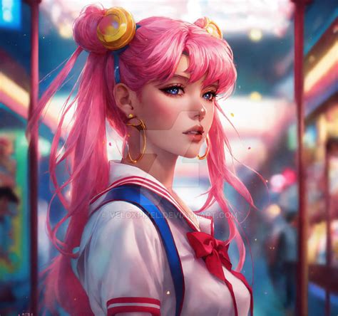 Sailor Moon With Pink Hair At The Arcade by veloxpixel on DeviantArt