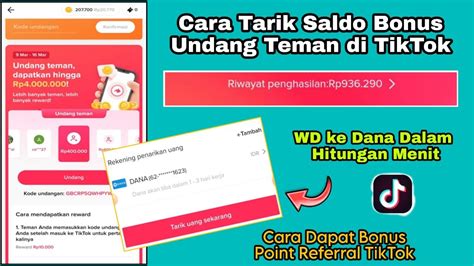 Cara Tarik Saldo Bonus Undang Teman TikTok Ke Dana Cara Cepat Dapat