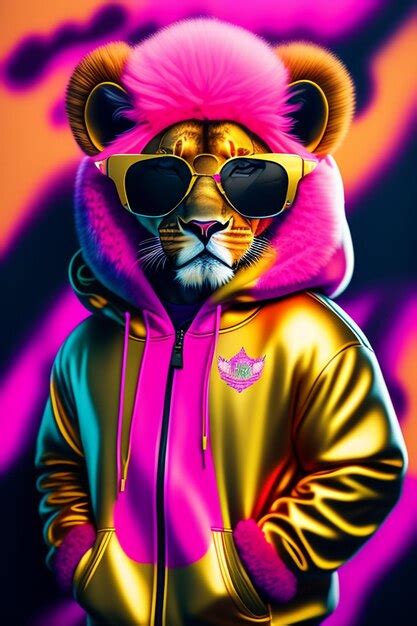 Premium AI Image A Tiger Wearing A Pink Jacket And Sunglasses