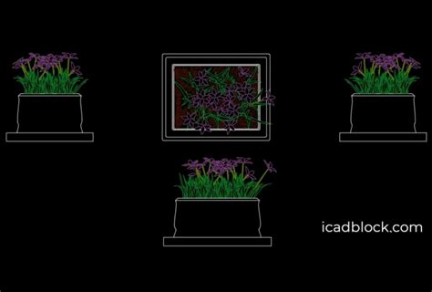 Flower CAD Block collection in Plan and Elevation - iCADBLOCK