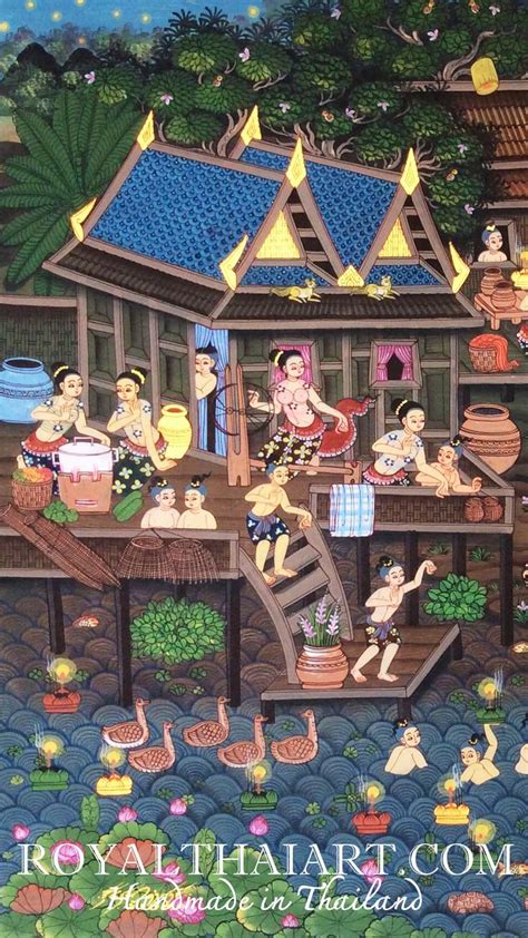 Loy Krathong Thai Folk Art Paintings For Sale Online Royal Thai Art Art Paintings For Sale