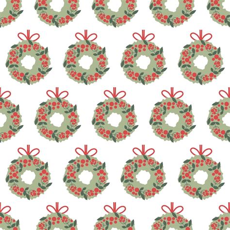 Premium Vector Christmas Seamless Pattern Of Advent Wreaths