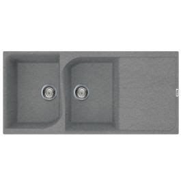 Évier De Cuisine Encastrable FOCUS Graniteck 2 Bacs égouttoir Gris