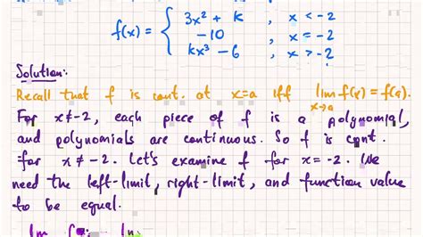 Unit Review Sec Find Value Of K To Make F X Continuous