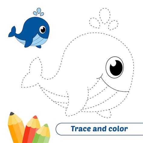 Premium Vector Trace And Color For Kids Whale Vector