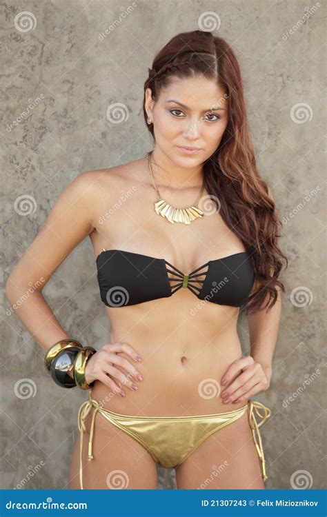 Bikini Model Posing Akimbo Stock Image Image Of Person 21307243