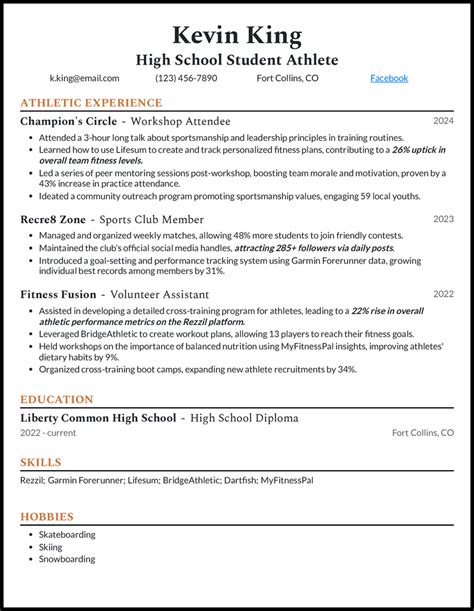 High School Student Athlete Resume Examples For High School