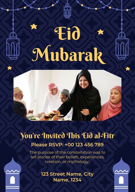 Diseña esta plantilla lista para usar de Invitación de Eid Mubarak con