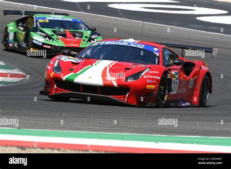 Scarperia IT July 2 2021 Ferrari 488 GT3 Evo Of Team AF Corse Drive