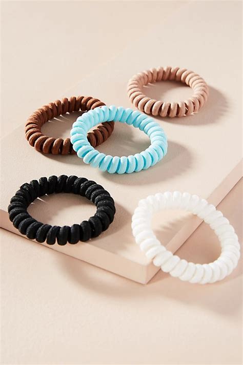 Slide View Coiled Elastic Hair Tie Set Coil Hair Ties Elastic