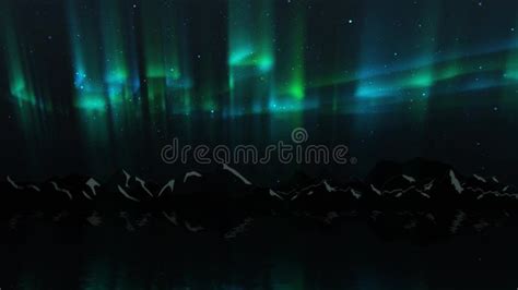 Aurora Borealis Ilumina La Silueta De Montaña 4k Loop Metrajes Vídeo