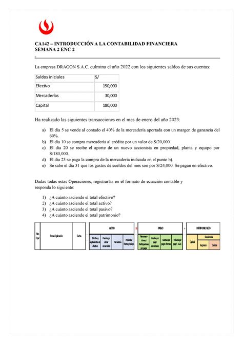 KS32 Semana 2 ENC2 encargo CA142 INTRODUCCIÓN A LA CONTABILIDAD