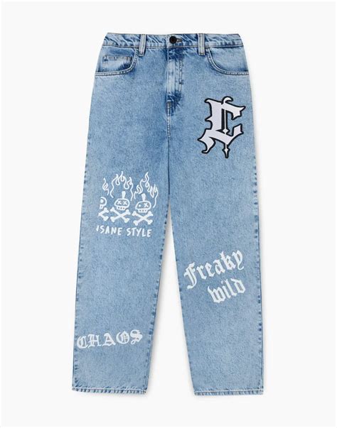 Джинсы Loose с печатью и пэтчами BJN015741-1 купить по цене от 699 ...