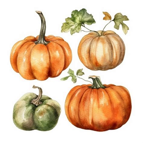 Premium AI Image | Watercolor pumpkins on a white background.