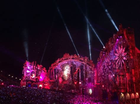 Illuminated Main Stage By Night At Open Air Electro Festival