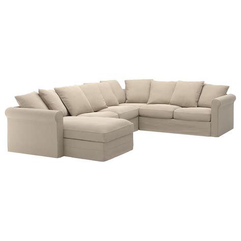 HÄRLANDA sectional, 5-seat corner, with chaise/Sporda natural - IKEA